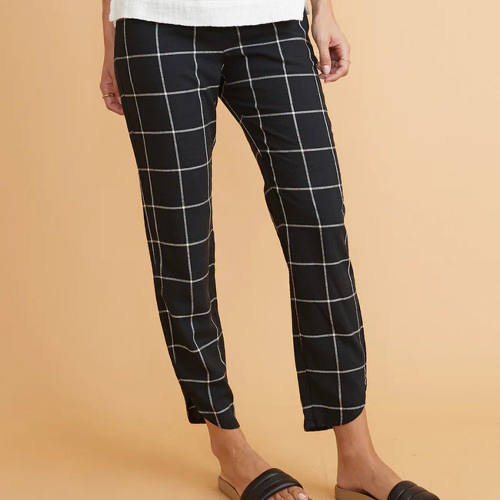 Marine Layer Allison Pant in Black Windowpane - Size Small